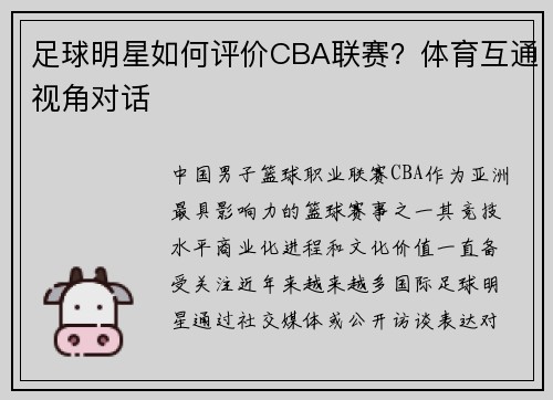 足球明星如何评价CBA联赛？体育互通视角对话